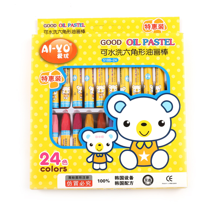 儿童24色蜡笔可水洗12色安全18色油画棒36色幼儿园初学者画笔腊笔