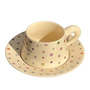 可爱彩色星星高颜值碗碟套装家用陶瓷杯餐具碗盘泡面碗礼盒套装