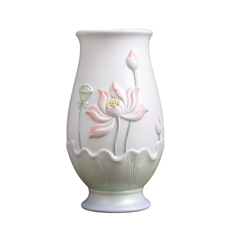 【新品首发】珠光彩陶瓷莲花花瓶