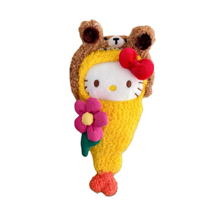 日本LEEQEJ新年炸虾抱花束kitty包包挂件玩偶公仔毛绒闺蜜礼物女