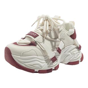 蓓尔厚底老爹鞋女2025夏季新款透气网面配裙子的鞋子小白鞋运动鞋