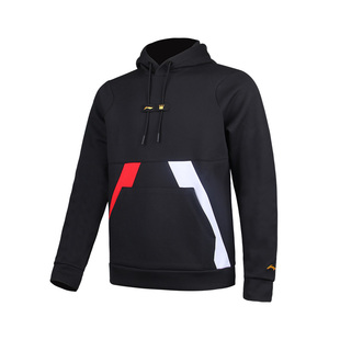 李宁龙年新款卫衣套头连帽衫长袖黑色2026新款羽毛球服AWDTF43