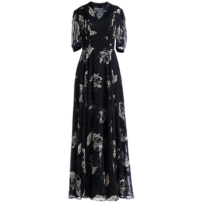 气质大摆优雅显瘦连衣裙女到脚踝