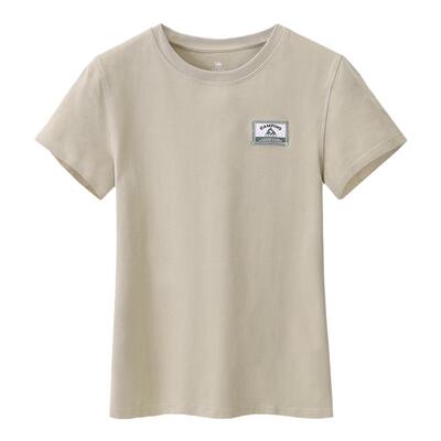 【夏日】骆驼瑜伽服圆领T恤女2025夏季透气短袖休闲运动显瘦上衣