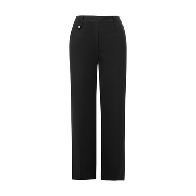 LIME莱茵高腰直筒弹力九分裤黑色秋新款优雅显瘦垂感休闲西裤