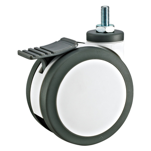 全塑医用双片脚轮万向轮丝杆静音3寸4寸5寸医疗器械美容仪器轮子