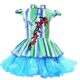 五一女士环保表演服舞台走秀服装环保时装秀衣服大人亲子DY表演服