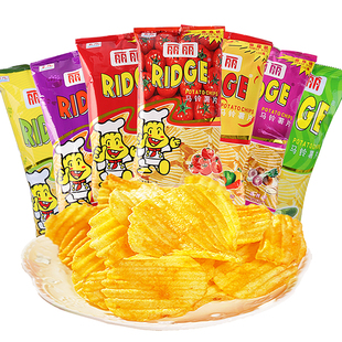 丽丽薯片100g大波浪土豆片小吃零食整箱番茄海苔香葱辣味休闲食品