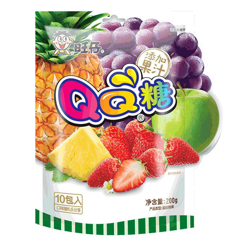 旺旺旺仔QQ糖200g*2包综合口味果汁味软糖糖果休闲小零食分享装