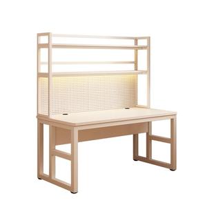 洞洞板台式电脑桌家用办公书桌书架一体桌子奶油风网红学生学习桌