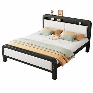 铁艺床双人床家用卧室不锈钢加厚加固铁床1米5出租房用单人铁架床