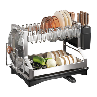 厨房不锈钢放碗盘碗碟碗架收纳架沥水架置物架家用台面多功能碗筷