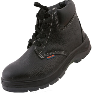 华信吉豹钢包头安全鞋高帮中帮真皮静电舒适耐磨大小码劳保鞋WB7