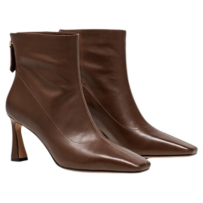 MESSRSDING复古高跟短靴美拉德风