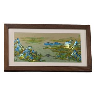 礼师傅铜雕画《千里江山图》摆件装饰画新中式桌面摆台商务礼物
