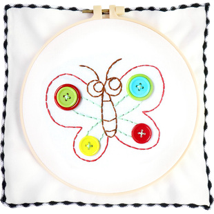 缝纽扣幼儿园小学生手工劳技课安全塑料针儿童手帕刺绣diy材料包