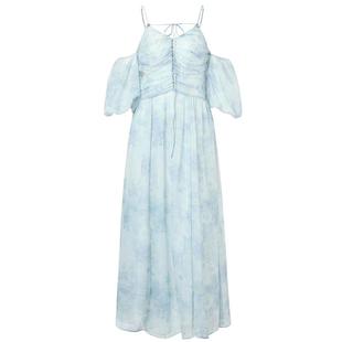 MAXRIENY浪漫度假连衣裙海边裙子钉钻晕染印花长裙高级气质感