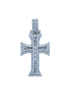 Mr.Bling情侣混镶方钻十字架吊坠