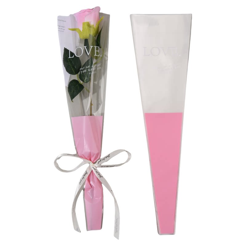 七夕情人节礼物单支LOVE鲜花包装袋玫瑰花厂家便宜花束摆摊ins风