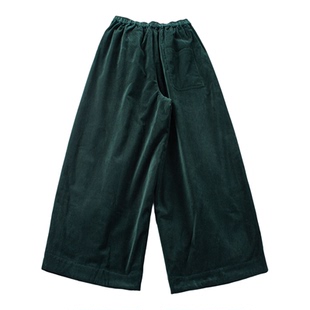 素槿壹旧冬款圣诞绿高质平绒布松紧腰抽绳保暖萝卜裤