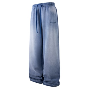 BJHG不计后果复古重磅裤子男款冬季宽松直筒暖皮卫裤运动休闲长裤