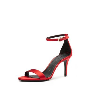 STELLALUNA一字带露趾细高跟凉鞋