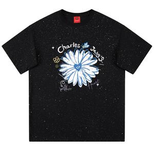 查尔斯桃心满天星烫金印花短袖t