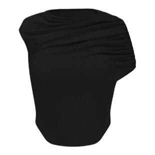 OUDE WAAG  优雅随性弹力丝绒不对称丝绒抽褶女装上衣