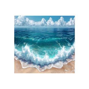 鱼缸背景贴画蓝天白云海滩风景装饰壁画都在找水族箱缸外自粘贴画