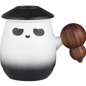 Bincoo熊猫茶咖杯陶瓷泡茶主人杯茶水分离个人专用杯子办公室水杯