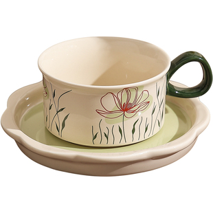 复古陶瓷咖啡杯设计感小众杯碟套装礼盒情侣对杯乔迁新居新婚礼物