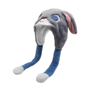 疯狂动物城朱迪与尼克保暖毛绒帽女冬季捏捏耳朵会动可爱卡通帽子