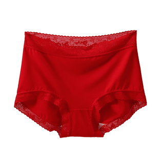 古今红色内裤女本命年纯棉裆大红内裤袜子套装结婚无痕中腰三角裤