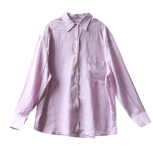 天丝苎麻薄款夏日防晒衬衫透气韩系翻领单排扣宽松休闲百搭上衣女