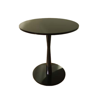 意大利黑色玻璃边几北欧现代简约商务茶几亮光小圆桌高级家用艺术