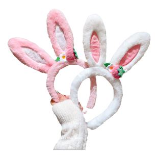 可爱兔耳朵发箍女秋冬毛绒洗脸发捆儿童压发头箍2025新款发卡头饰