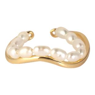 AIR-HORIZON双层珍珠链条戒指女不规则叠戴开口小众设计食指戒女