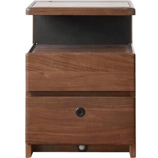 源氏木语西物实木床头柜智能带锁床边柜卧室带插座多功能储物柜