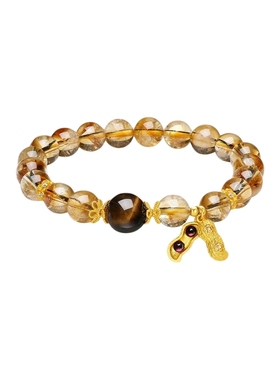 周六福好事花生手串女黄晶手链