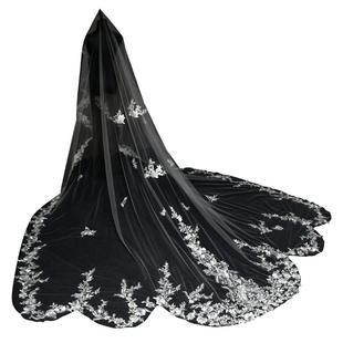 新娘结婚头纱韩式长款大拖尾一片式亮片主婚纱头纱酒店舞台婚礼