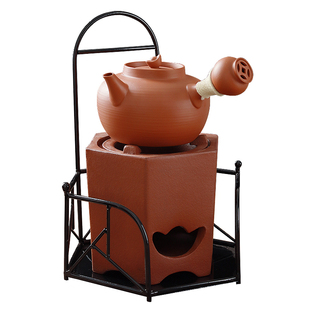 潮州手工薄胎跳盖砂铫壶红泥侧把煮水壶六角炭炉新款工夫茶煮茶器
