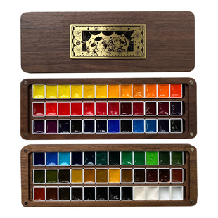 mg艺术家级水彩颜料1ml 2ml 72色双层木盒迷你分装