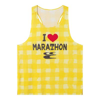CryingCenter  I LOVE MARATHON马拉松跑步运动休闲男女格纹背心