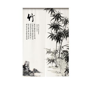 新中式竹子门帘隔断帘梅兰竹菊遮挡帘卧室卫生间挂帘家用厨房帘子