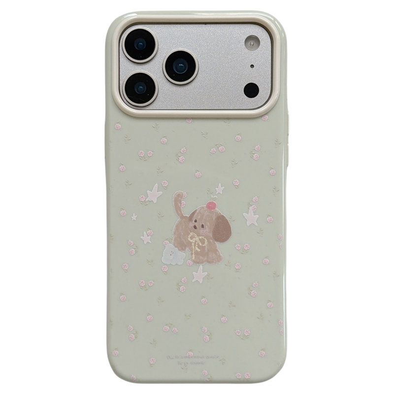 jze韩风ins小清新碎花可爱卡通狗狗适用苹果17ProMax手机壳iphone16pro新款17女款15pro创意14全包防摔手机套