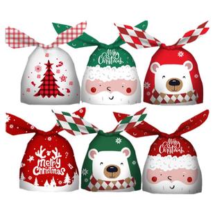 新款圣诞节兔耳朵塑料袋卡通点心烘焙包装雪花酥牛轧糖奶枣礼品袋