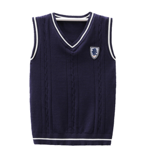 青少年羊毛背心潮男学生秋冬季坎肩无袖毛衣V领韩版马甲针织马夹
