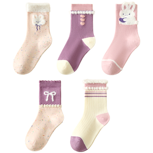 高颜值女童袜子秋冬纯棉儿童冬季中筒袜女孩大童春秋吸汗棉袜女款