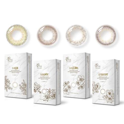 晶硕香水美瞳月抛3片茉莉黑彩色隐形眼镜小大直径官方带度数自然