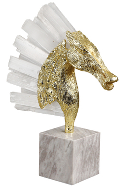 轻奢大理石骏马家居水晶马头摆件